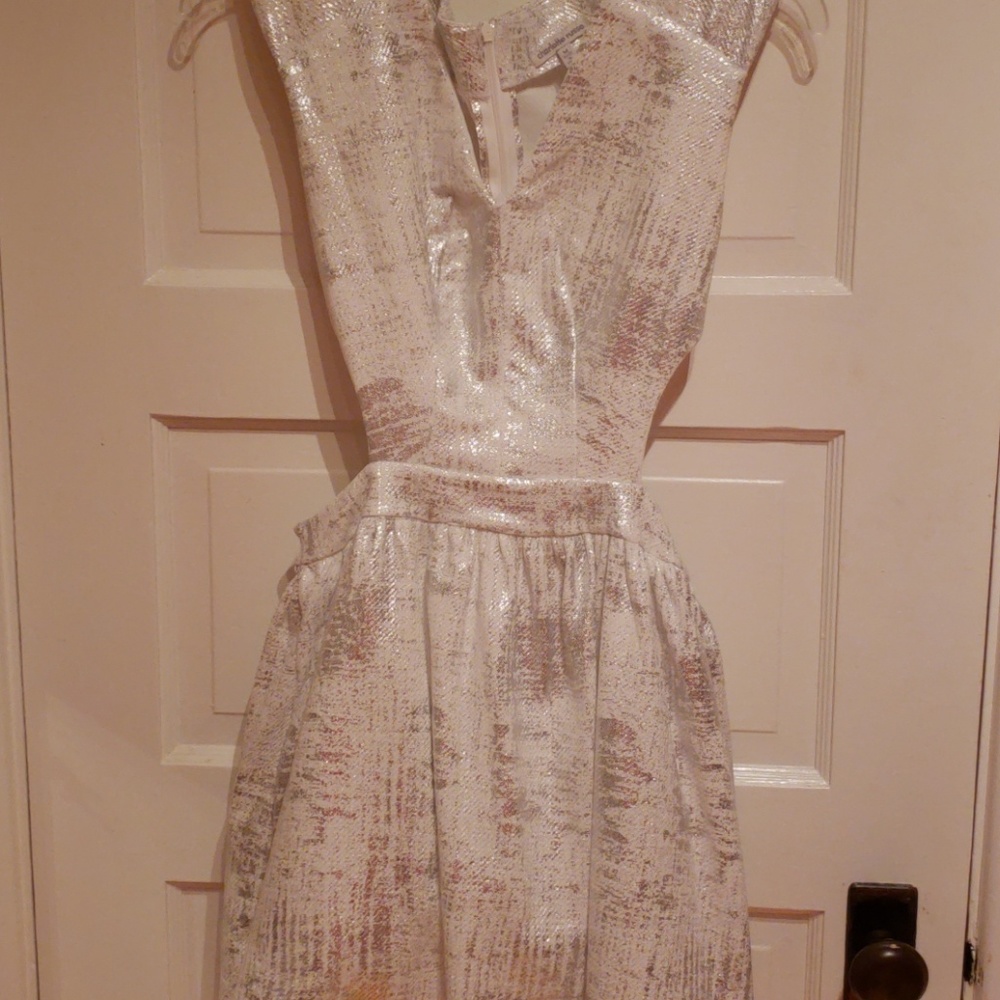 White and Silver Cut Out Dress